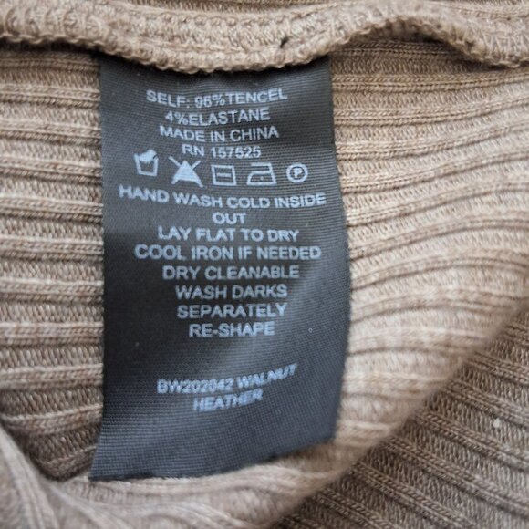 WSLY Ribbed Knit Bodycon Midi Dress Heathered Taupe Womens Sz L Minimalist - Picture 9 of 9